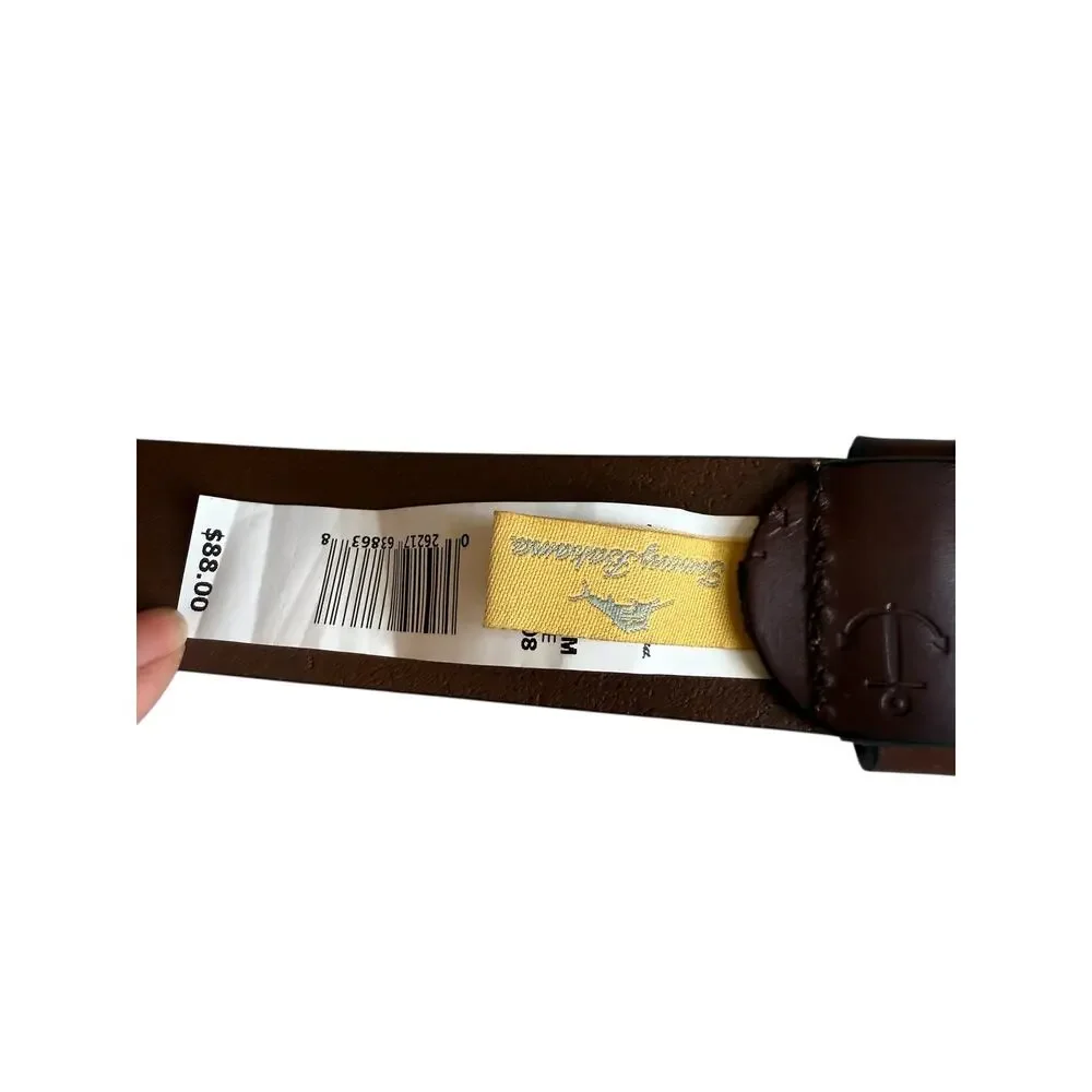 Tommy Bahama Leather Anchor Belt Brown S